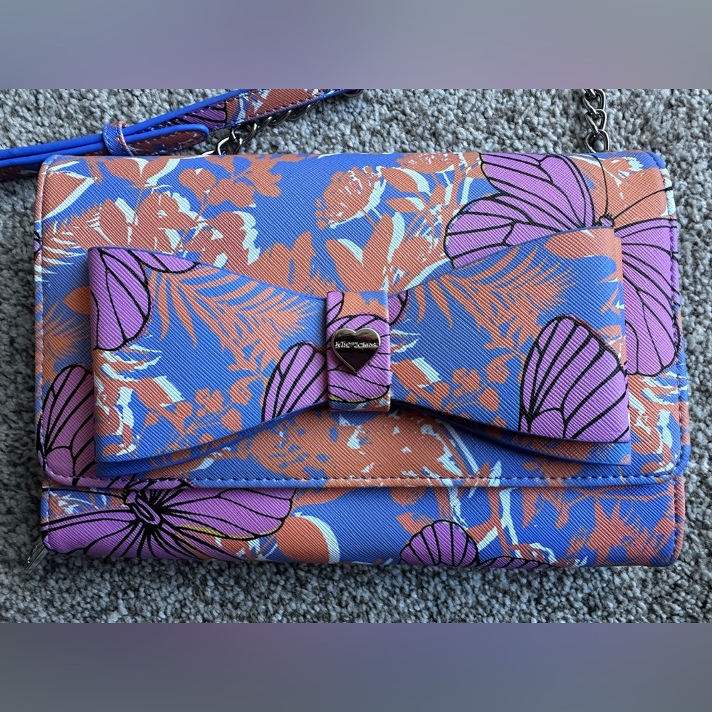 Betsey Johnson Blue, Purple, and Orange Floral Women's Bag